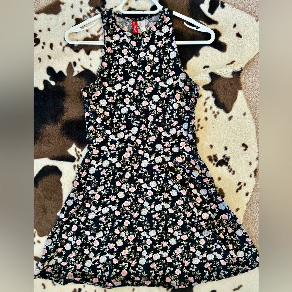 Black Floral Skater Dress